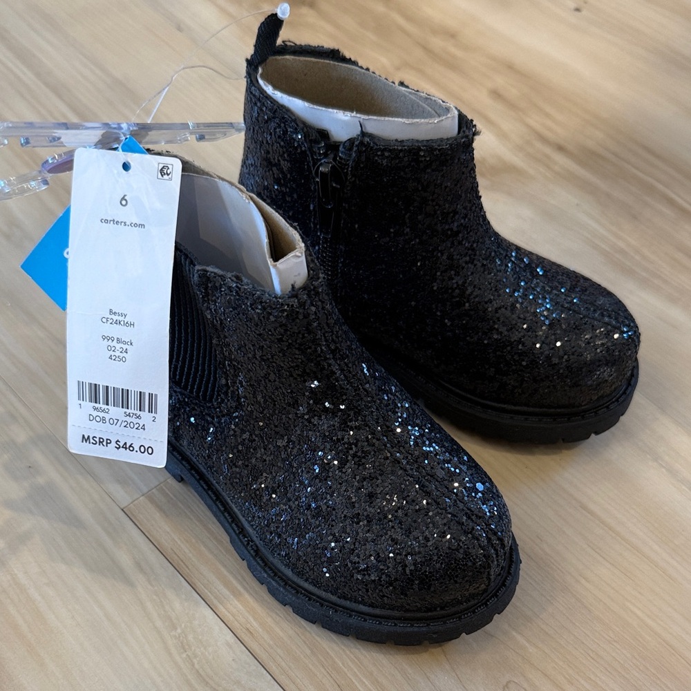 NWT Carters Glittery Black Kids Boots